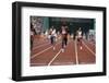 Carl Lewis Running in a Race at the Los Angeles Olympics-null-Framed Photographic Print