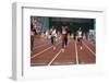 Carl Lewis Running in a Race at the Los Angeles Olympics-null-Framed Photographic Print