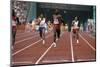 Carl Lewis Running in a Race at the Los Angeles Olympics-null-Mounted Photographic Print