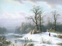 Skating on a Frozen Pond-Carl Ludwig Scheins-Stretched Canvas