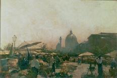 A Market with St. Charles' Church in the Distance, Vienna, C.1894 (Oil on Canvas)-Carl Moll-Giclee Print
