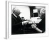 Carl Orff and Herbert Von Karajan, During Recording of De Temporum Fine Comoedia, Leverkusen, 1973-null-Framed Giclee Print