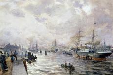 Sailing Ships in the Port of Hamburg, 1889-Carl Rodeck-Giclee Print