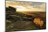 Carl Wark Hill Fort and Hathersage Moor from Higger Tor, sunrise in autumn, Peak District National -Eleanor Scriven-Mounted Photographic Print