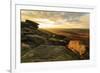 Carl Wark Hill Fort and Hathersage Moor from Higger Tor, sunrise in autumn, Peak District National -Eleanor Scriven-Framed Photographic Print