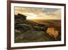 Carl Wark Hill Fort and Hathersage Moor from Higger Tor, sunrise in autumn, Peak District National -Eleanor Scriven-Framed Photographic Print