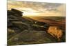 Carl Wark Hill Fort and Hathersage Moor from Higger Tor, sunrise in autumn, Peak District National -Eleanor Scriven-Mounted Photographic Print