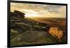 Carl Wark Hill Fort and Hathersage Moor from Higger Tor, sunrise in autumn, Peak District National -Eleanor Scriven-Framed Photographic Print