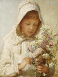 The Month of September, a Young Girl in White, Holding a Bunch of Flowers-Carl Wilhelm Friedrich Bauerle-Giclee Print