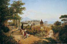 Bay of Naples with Dancing Italians, C.1850-Carl Wilhelm Goetzloff-Giclee Print