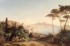 Bay of Naples with Dancing Italians, C.1850-Carl Wilhelm Goetzloff-Giclee Print