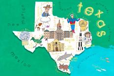 Illustrated State Maps Texas-Carla Daly-Art Print