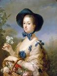 A Girl in a Blue Dress with a Pink Ribbon-Carle van Loo-Giclee Print