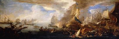 A Sea Battle with Sardinian and Venetian Warships and Sardinian and Egyptian(?) Galleys-Carlevarijs Luca-Mounted Giclee Print