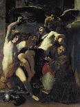 Christ Adored by Angels, St. Sebastian and St. Bonaventure-Carlo Bononi-Stretched Canvas