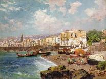 Fishing Boats on the Beach at Marinella, Naples-Carlo Brancaccio-Stretched Canvas