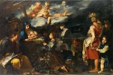 Adoration of the Child with Saint Luke, C.1700-Carlo Donelli-Framed Giclee Print