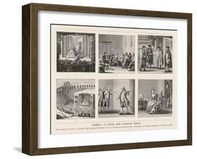 Carlo Goldoni, Six Scenes Celebrating His Reform of Italian Comedy in the Style of Moliere-null-Framed Art Print