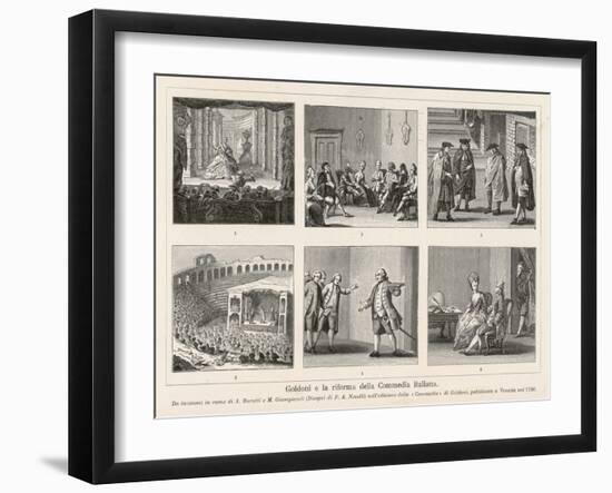 Carlo Goldoni, Six Scenes Celebrating His Reform of Italian Comedy in the Style of Moliere-null-Framed Art Print