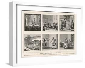 Carlo Goldoni, Six Scenes Celebrating His Reform of Italian Comedy in the Style of Moliere-null-Framed Art Print