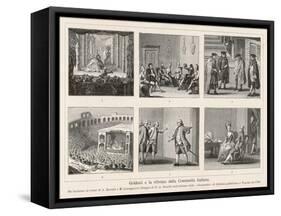 Carlo Goldoni, Six Scenes Celebrating His Reform of Italian Comedy in the Style of Moliere-null-Framed Stretched Canvas