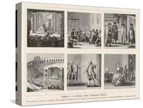 Carlo Goldoni, Six Scenes Celebrating His Reform of Italian Comedy in the Style of Moliere-null-Stretched Canvas