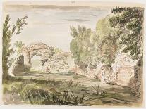 Landscape with Trees, Ruin and Three Figures-Carlo Labruzzi-Giclee Print