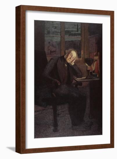 Carlo Rotta (In Brooding and Melancholy Pose)-Giovanni Segantini-Framed Art Print