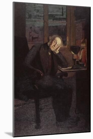 Carlo Rotta (In Brooding and Melancholy Pose)-Giovanni Segantini-Mounted Art Print