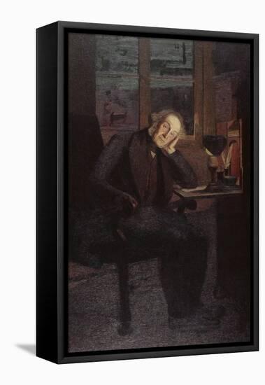 Carlo Rotta (In Brooding and Melancholy Pose)-Giovanni Segantini-Framed Stretched Canvas