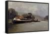 Carlos de Haes / The Seine (Rouen), ca. 1884-Carlos de Haes-Framed Stretched Canvas