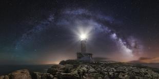 Lighthouse and Milky Way-Carlos F. Turienzo-Stretched Canvas