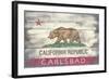 Carlsbad, CA - California State Flag - Barnwood-Lantern Press-Framed Art Print