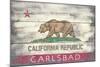 Carlsbad, CA - California State Flag - Barnwood-Lantern Press-Mounted Art Print