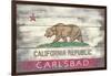 Carlsbad, CA - California State Flag - Barnwood-Lantern Press-Framed Art Print