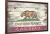 Carlsbad, CA - California State Flag - Barnwood-Lantern Press-Framed Art Print