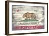 Carlsbad, CA - California State Flag - Barnwood-Lantern Press-Framed Art Print