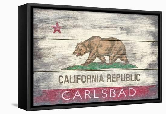 Carlsbad, CA - California State Flag - Barnwood-Lantern Press-Framed Stretched Canvas