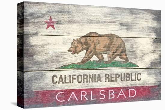 Carlsbad, CA - California State Flag - Barnwood-Lantern Press-Stretched Canvas