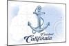 Carlsbad, California - Anchor - Blue - Coastal Icon-Lantern Press-Mounted Art Print