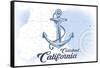 Carlsbad, California - Anchor - Blue - Coastal Icon-Lantern Press-Framed Stretched Canvas