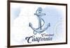 Carlsbad, California - Anchor - Blue - Coastal Icon-Lantern Press-Framed Art Print