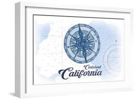 Carlsbad, California - Compass - Blue - Coastal Icon-Lantern Press-Framed Art Print