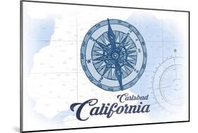 Carlsbad, California - Compass - Blue - Coastal Icon-Lantern Press-Mounted Art Print