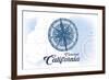 Carlsbad, California - Compass - Blue - Coastal Icon-Lantern Press-Framed Premium Giclee Print