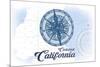 Carlsbad, California - Compass - Blue - Coastal Icon-Lantern Press-Mounted Premium Giclee Print