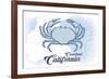 Carlsbad, California - Crab - Blue - Coastal Icon-Lantern Press-Framed Art Print