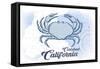 Carlsbad, California - Crab - Blue - Coastal Icon-Lantern Press-Framed Stretched Canvas