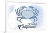 Carlsbad, California - Crab - Blue - Coastal Icon-Lantern Press-Framed Art Print