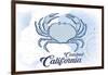 Carlsbad, California - Crab - Blue - Coastal Icon-Lantern Press-Framed Art Print